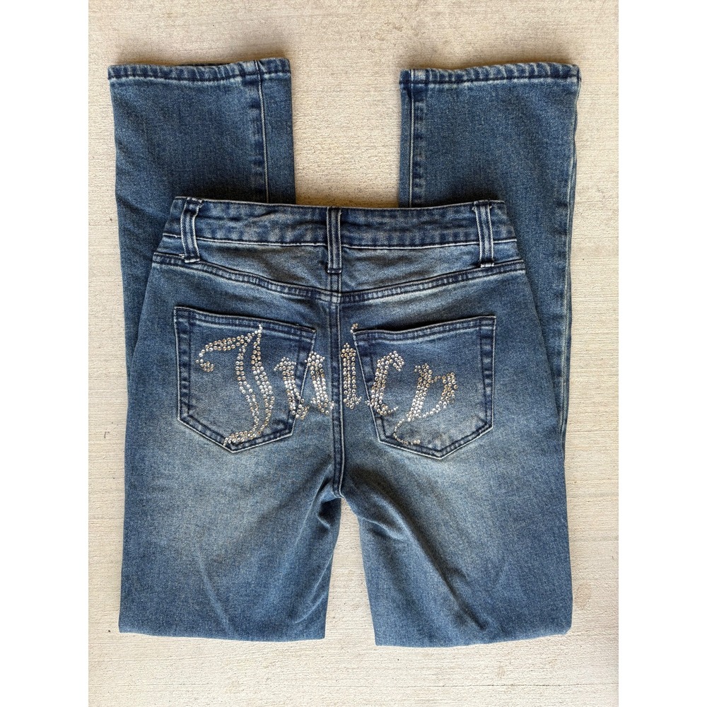 Juicy Couture Jeans Bootcut Embellished Pockets Denim Blue Size 1/25